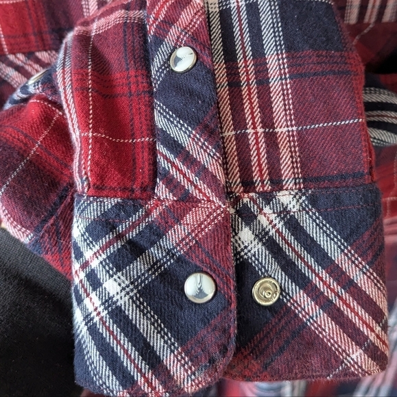 Resistor Double R Western Pearl Snap Long Sleeve Flannel Plaid Shirt Large - Picture 5 of 8